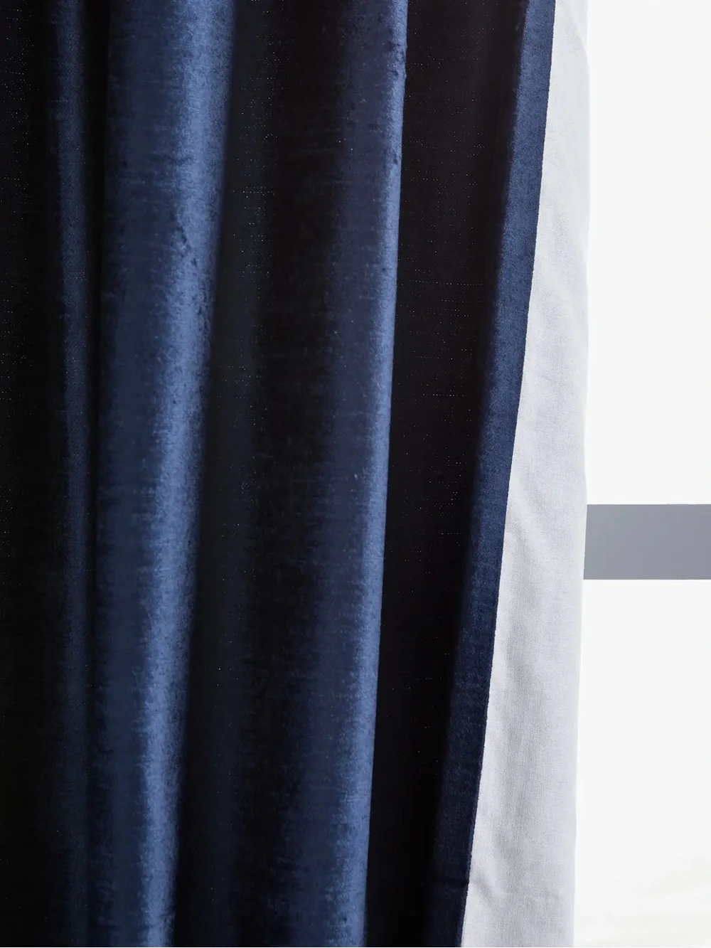 NWT QUINCE 1 48x96 Luster Velvet Curtain Navy 9347